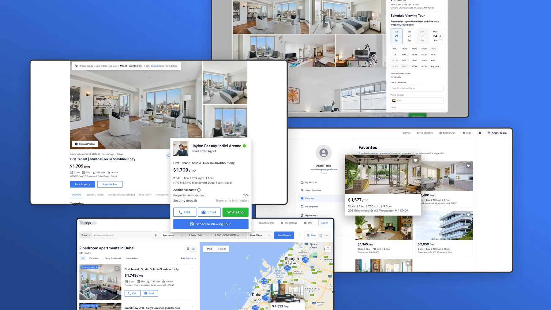 RentFlow platform screens