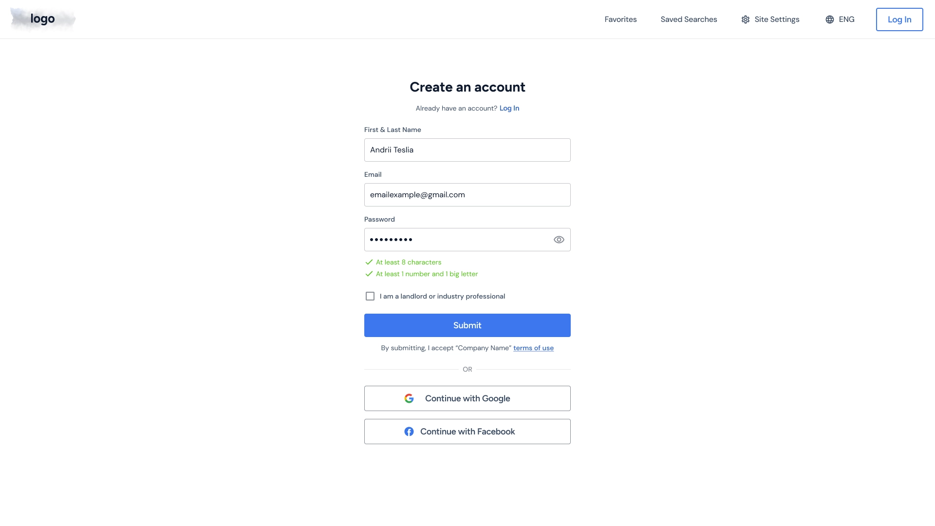 Log In / Sign Up — Social + phone auth