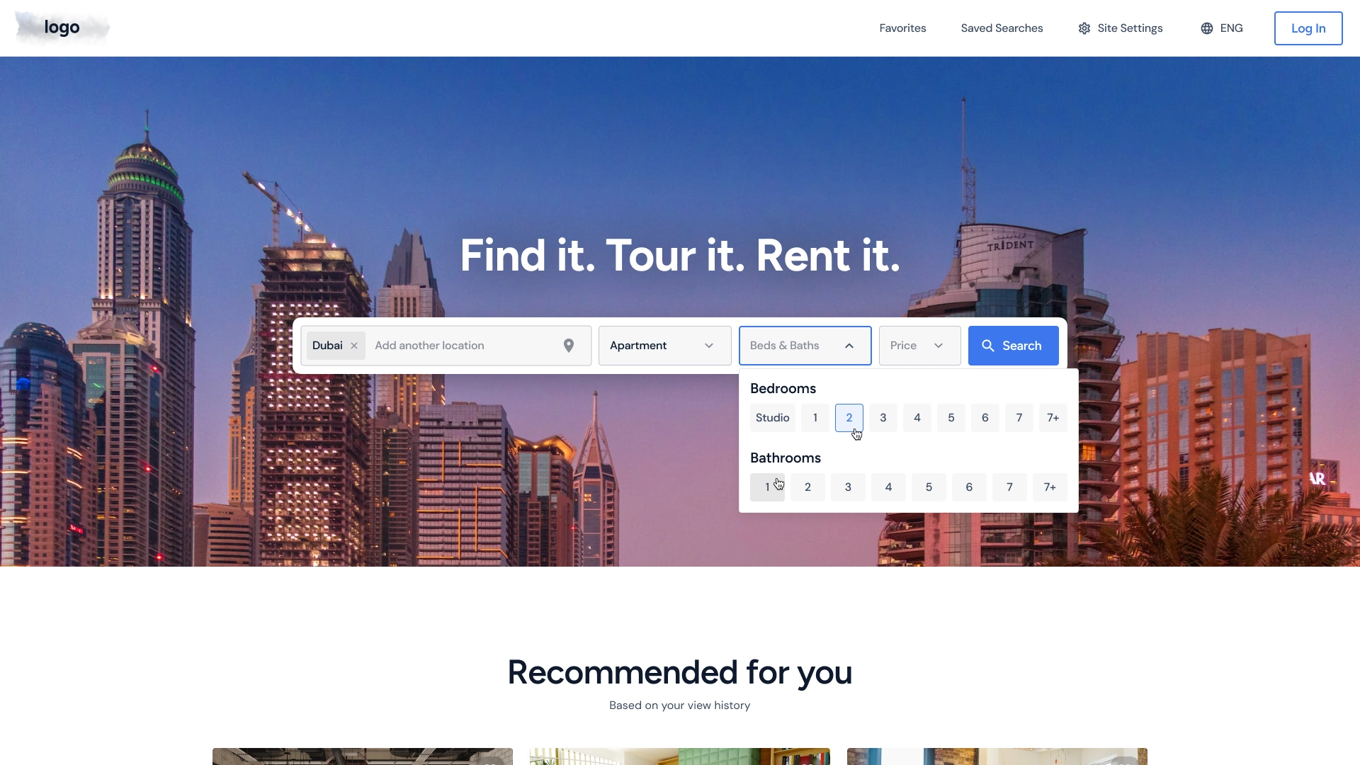 Property Search — Map + list hybrid view