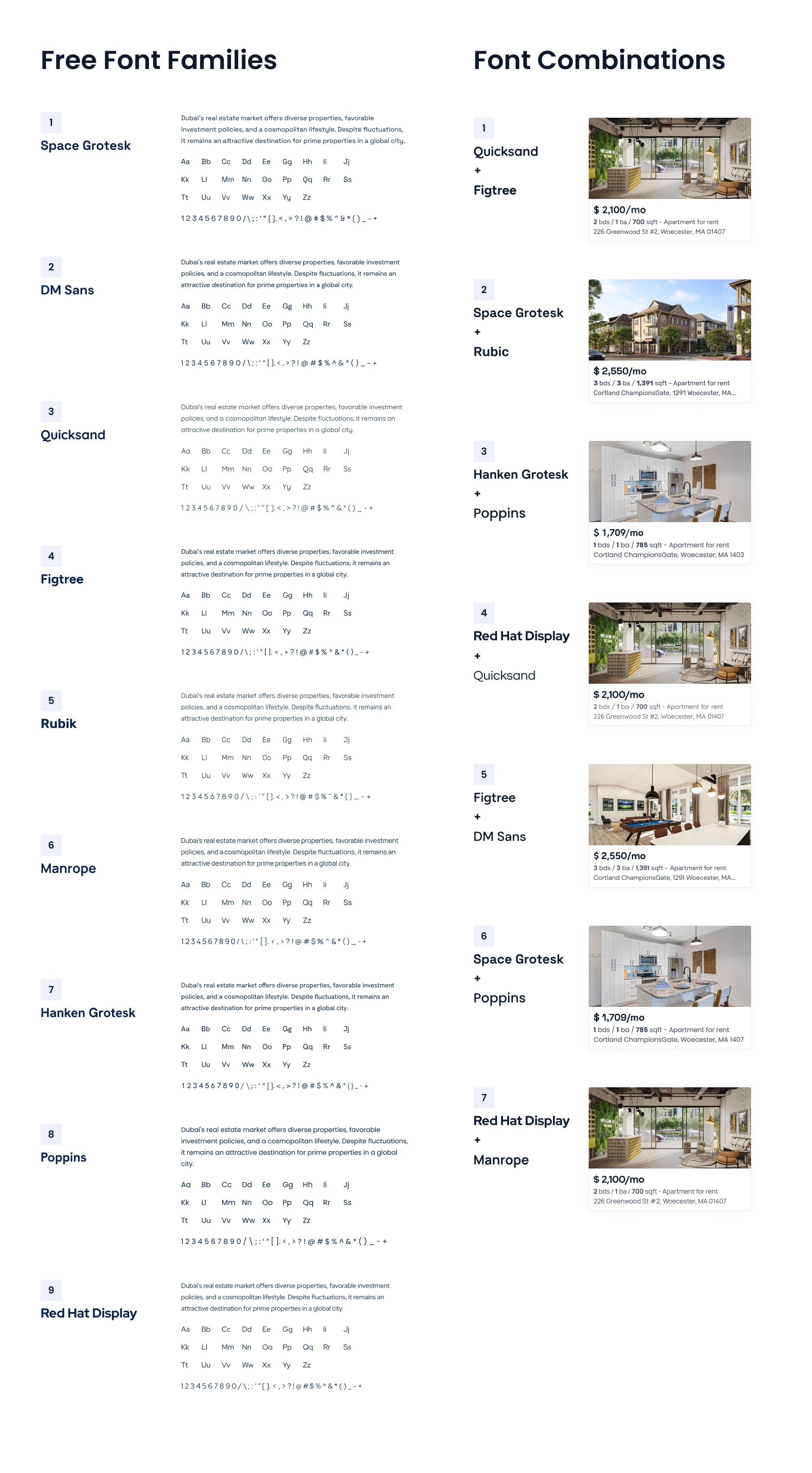 Typography system — font families & combinations
